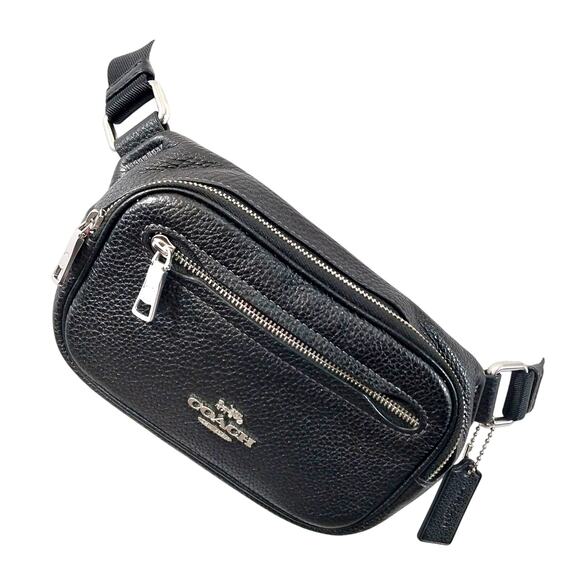 NWOT! COACH! BLACK GENUINE PEBBLE LEATHER SILVER HARDWARE HIP PACK SHOULDER BAG! - Picture 15 of 15